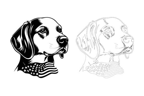 Black and White Retriever Dog Face Vector Art