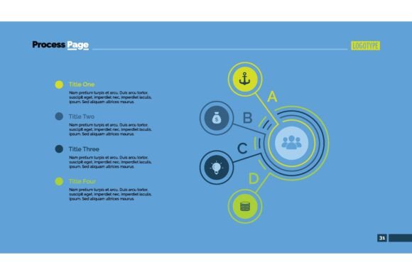Four Points Process Chart Slide Template