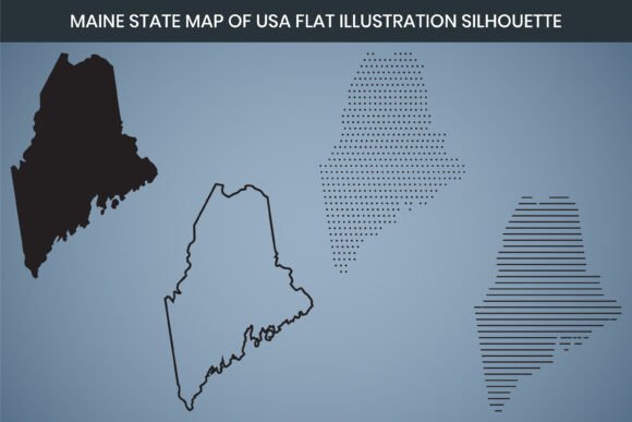 Hand Drawn Maine State Outline Map of US