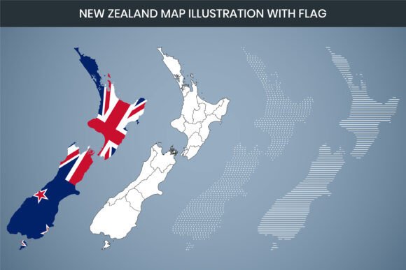 New Zealand Map Illustration with Flag: A Versatile Design Asset for Professionals and Creators