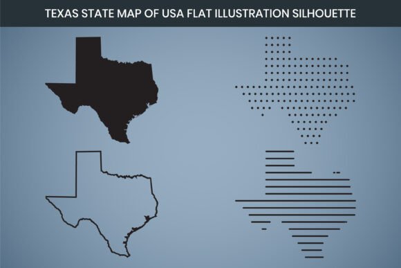 Texas State Hand Drawn Outline Map of US